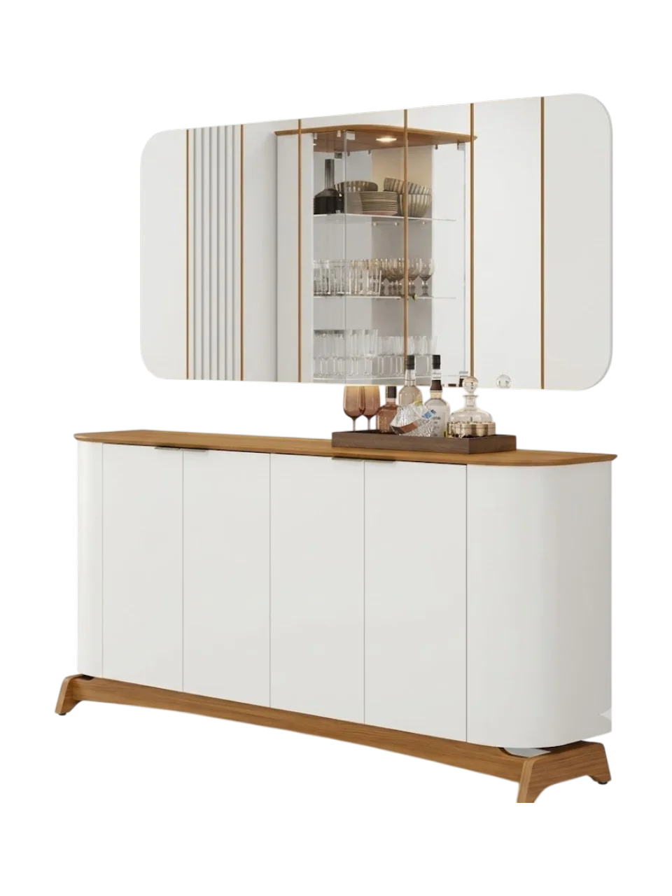 ESPACIO BUFFET P/COMEDOR SERENA C/ESPEJO (12017-957)-(15010-957) YPE / OFF WHITE 4 CAJAS