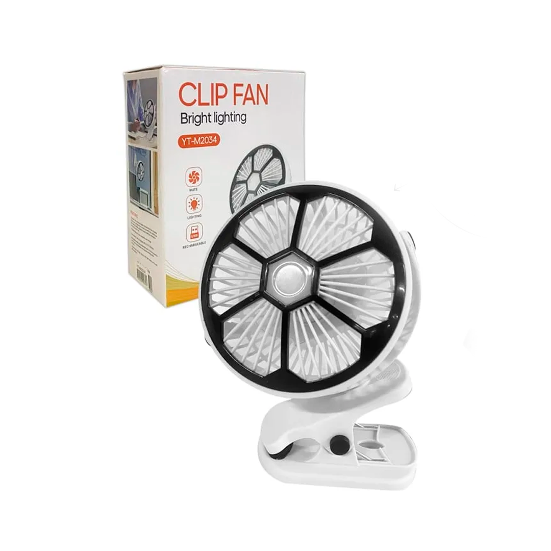 VENTILADOR CLIP FAN YT-M2034 C/ARO LUZ