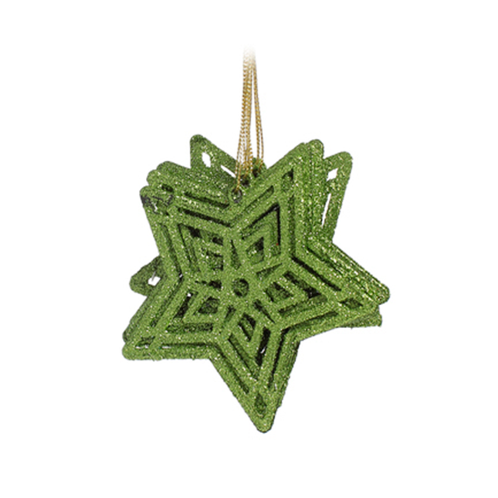 ORNAMENTO ESTRELLAS 10X10X0 3CM (831-XMTX215-1198C) 6 PZAS VERDE/LIMA