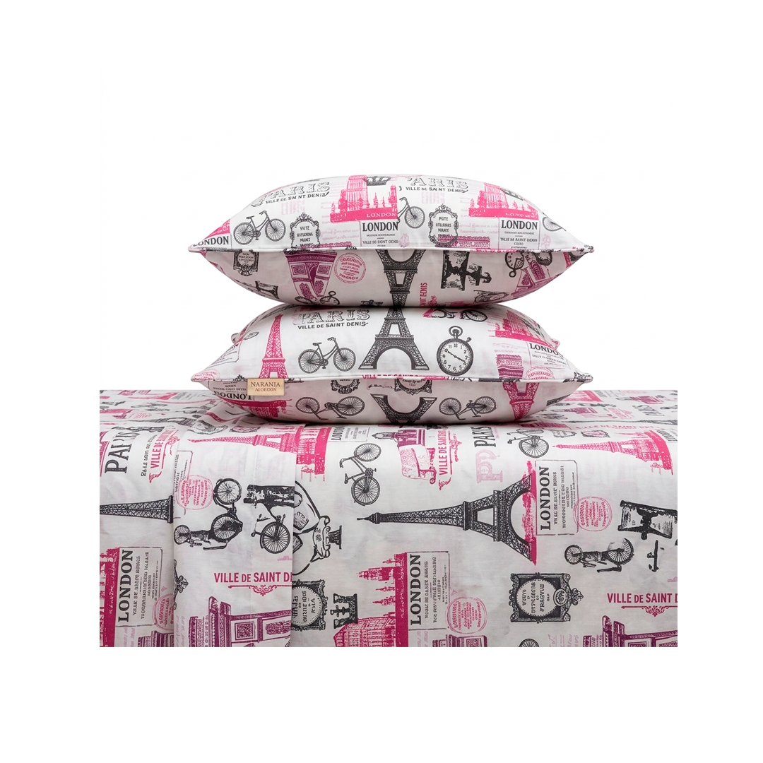 JUEGO DE SABANAS NARANJA M-38 QUEEN 4 PIEZAS ESTAMPADAS
