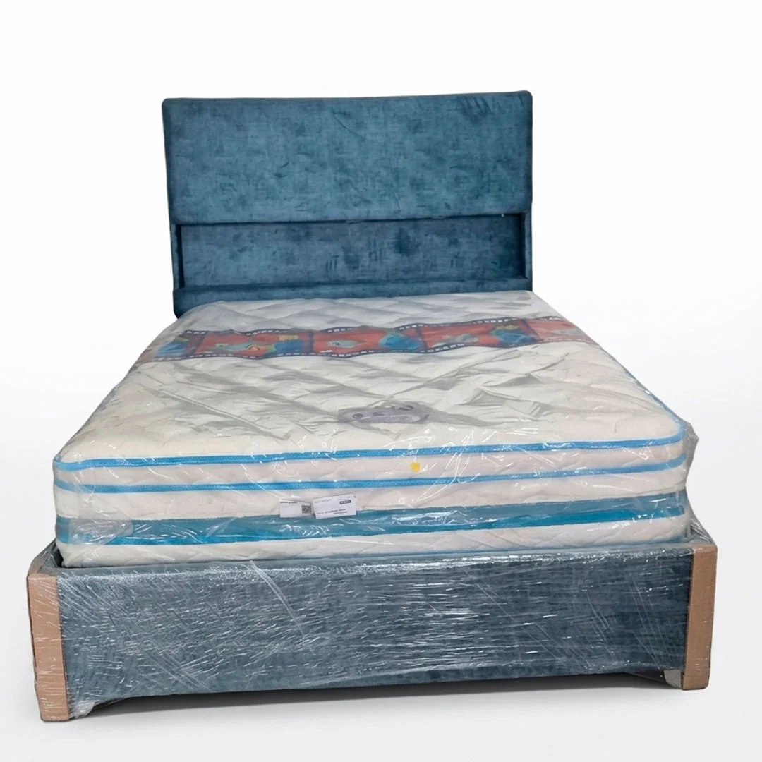 CAMA PREMIUN CON LUCES QUEEN ODESA AZUL