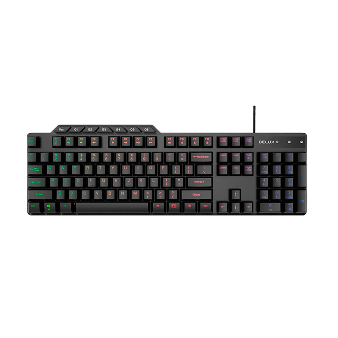 TECLADO DELUX K9800G USB GAMING BLACK REC 17110