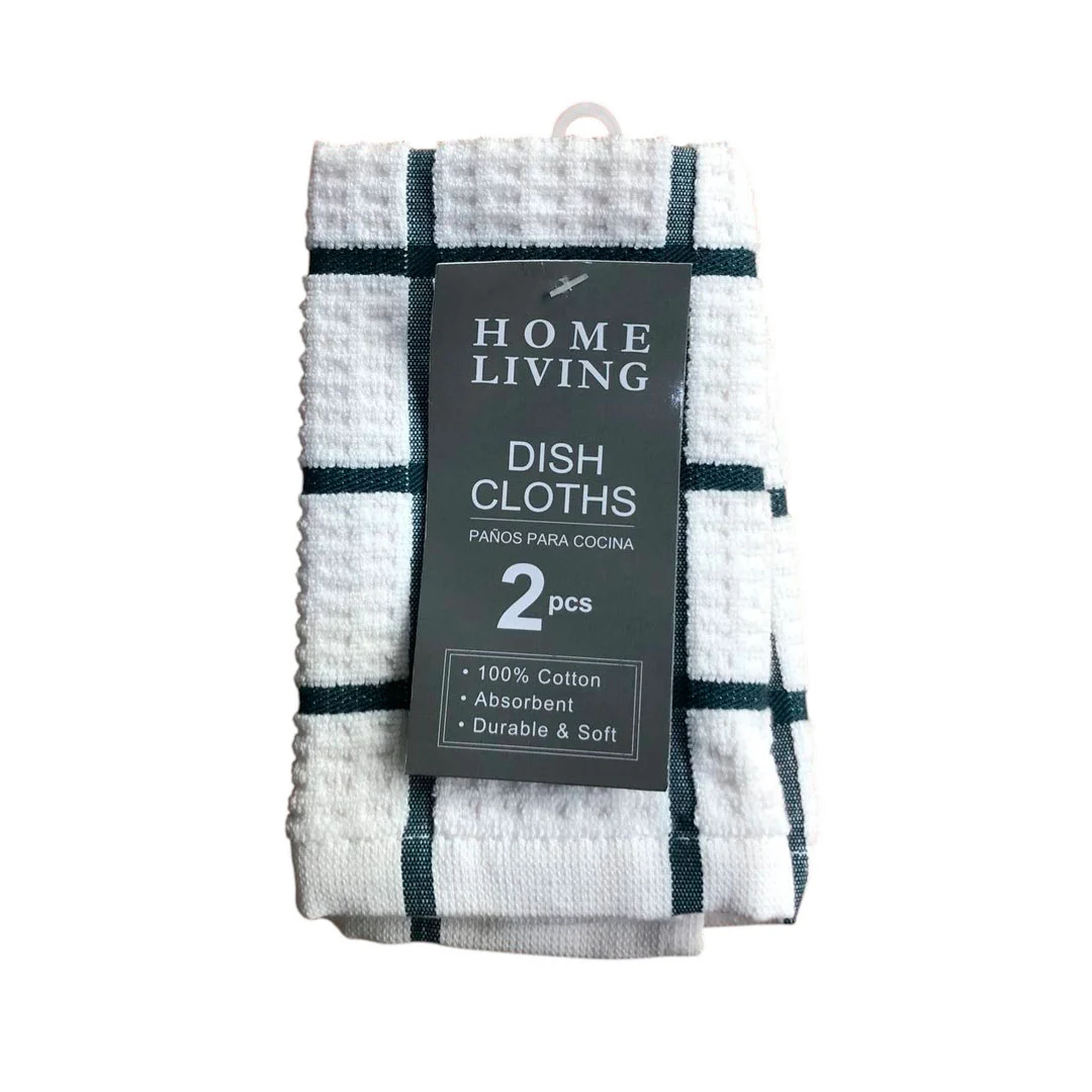 TOALLA P/ COCINA 2PZAS 12X12" 44G 768-1433597 BLANCO/AZUL VAQUERO