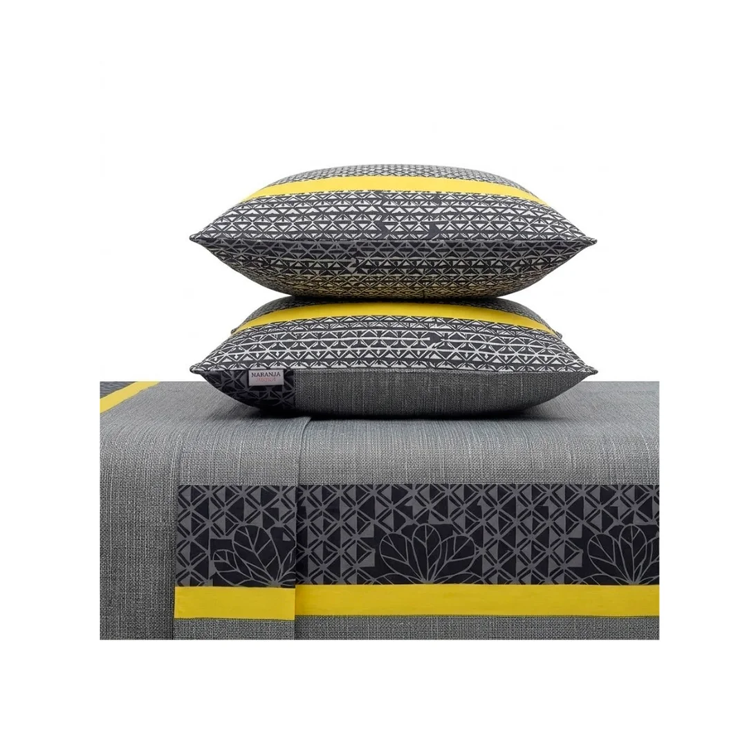 JUEGO DE SABANAS NARANJA M-49 QUEEN PREMIUM 4 PIEZAS ESTAMPADAS