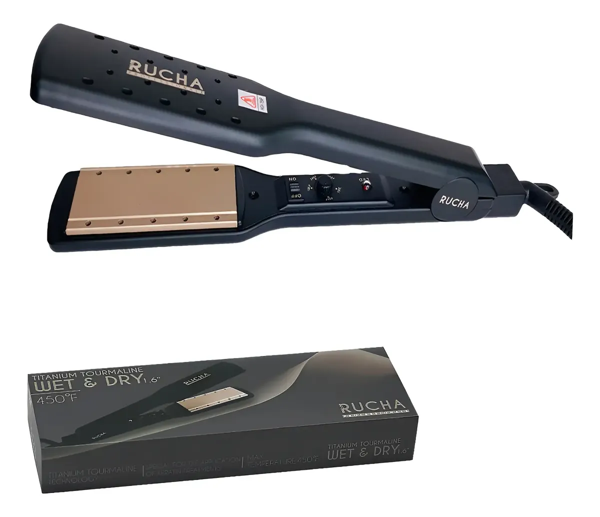 PLANCHA DE CABELLO RUCHA 05-01-0016 TITANIUM WET & DRY NEGRO MATE 1.6"