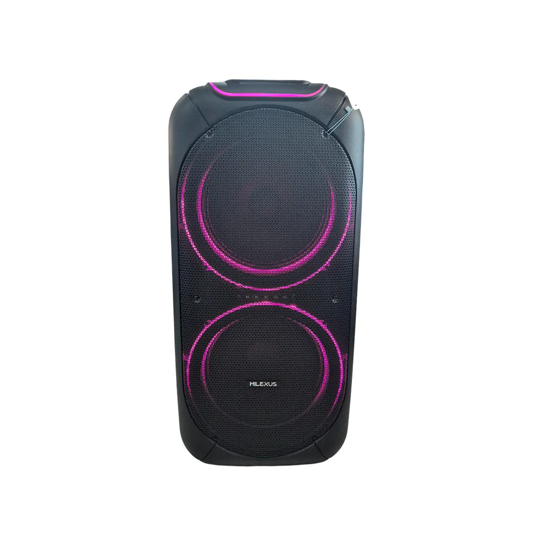 BOCINA MILEXUS 100W ML-SPK-305 C/BATERIA 12"X2 BATERIA 12V/7A 110-240V