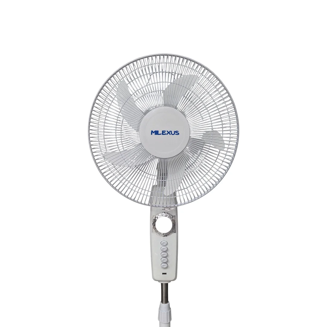 VENTILADOR MILEXUS ML-S-16DC-L RECARGABLE 16'' USB5V LUZ LED BLANCO/NEGRO 15W