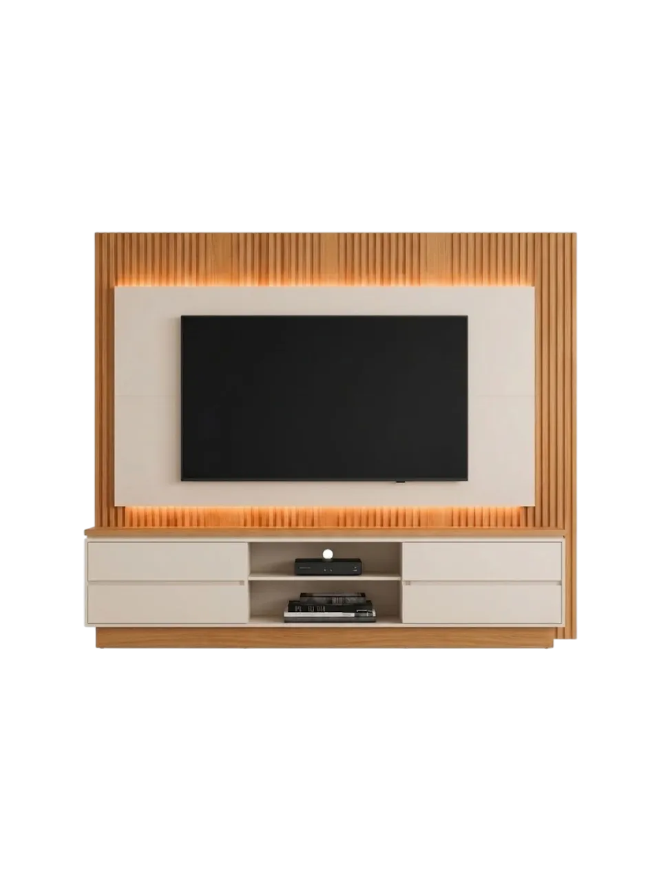 CENTRO DE ENTRETENIMIENTO GUARARAPES C/LED TV 75" NATURE / OFF WHITE (8810010174-207039) 4 CAJAS