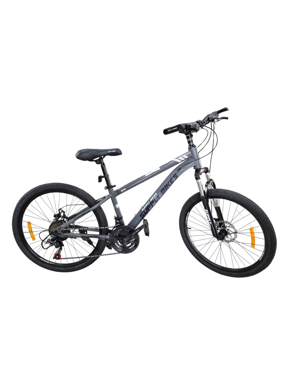 BICICLETA RIN 24 MTB SUPPLY BS009 GRIS CUADRO ACERO FRENO DISCO CON/C