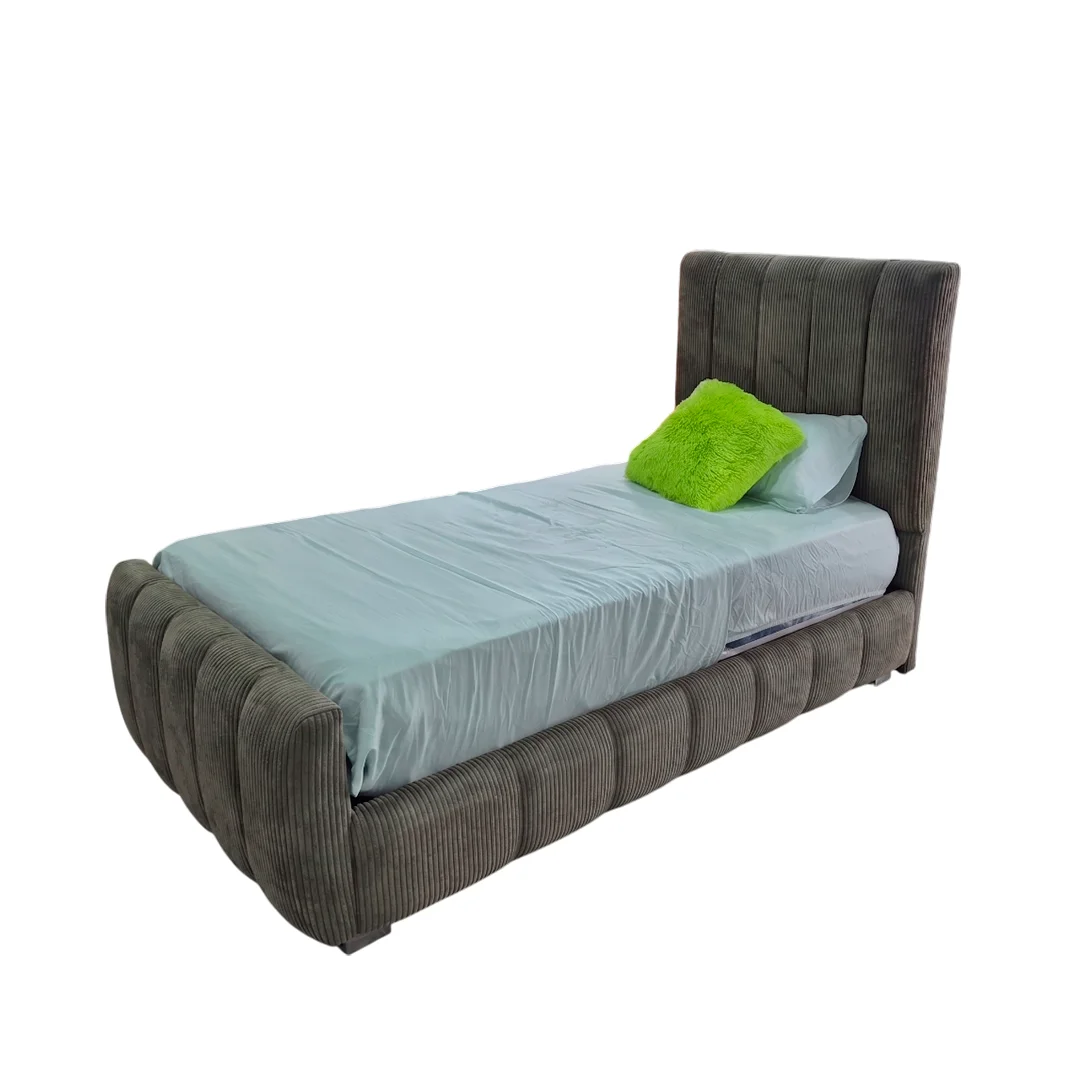 CAMA NUBE INDIVIDUAL CON LED COLOR VERDE OLIVA