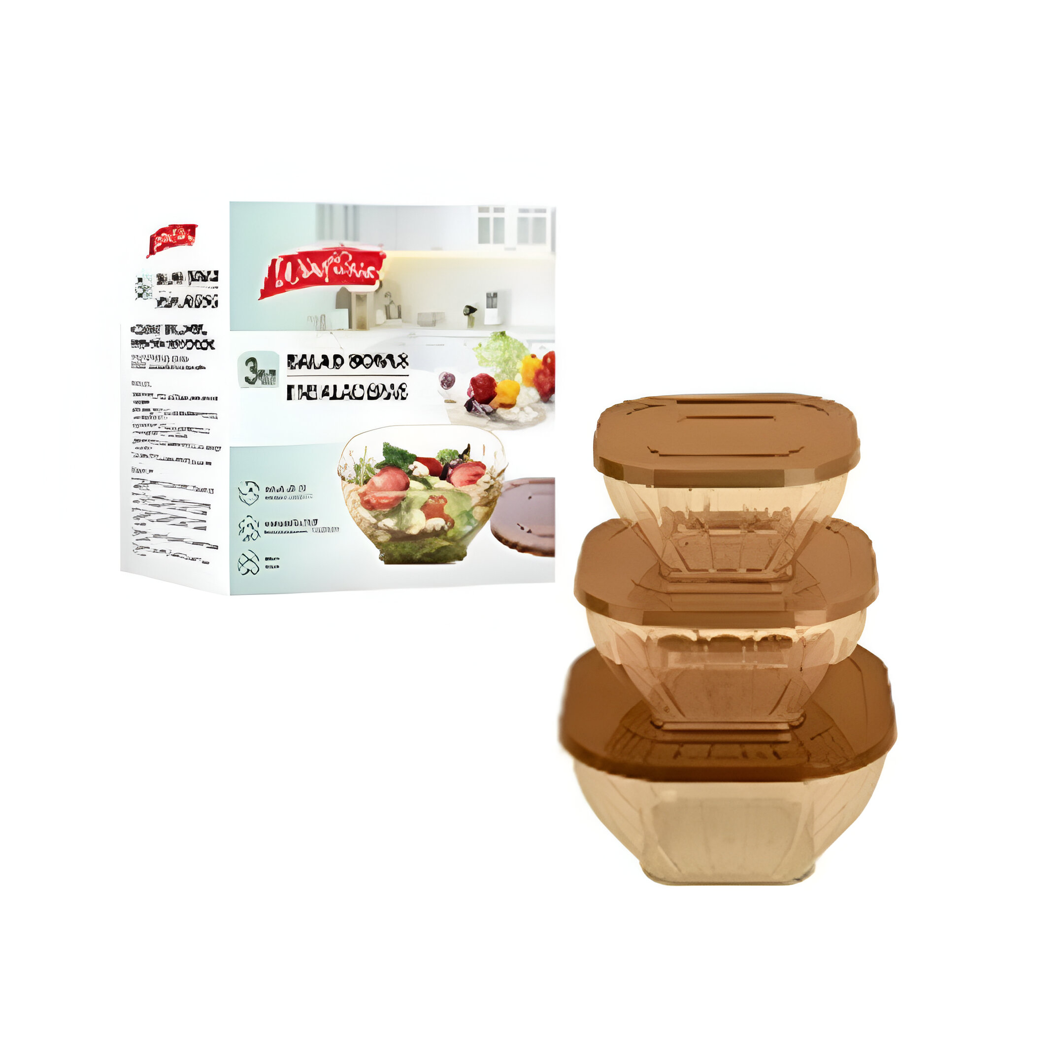 ENSALADERA 3PZAS 1500/2500/3500ML 723-05564 CHOCOLATE