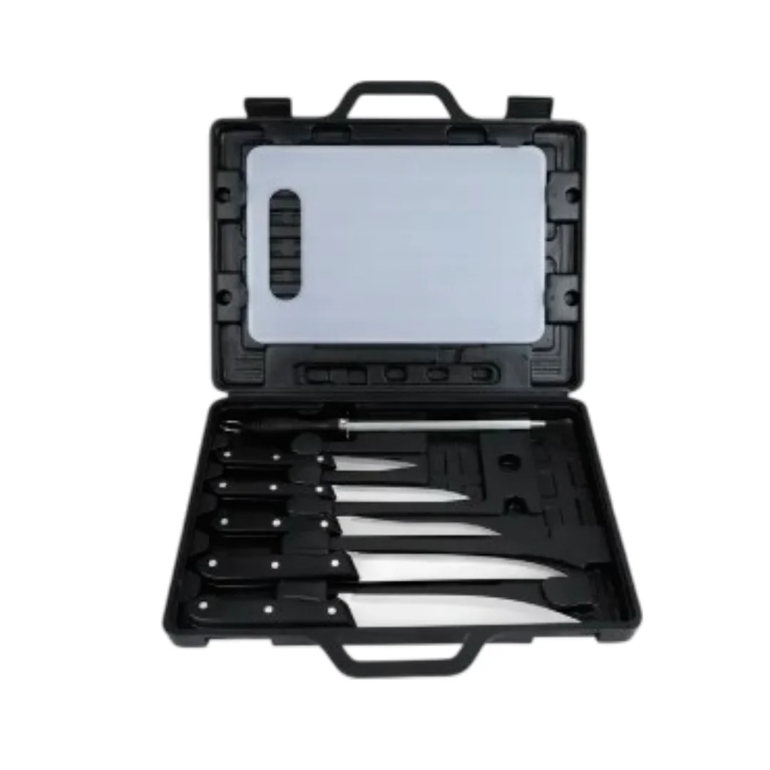 PORTA CUCHILLOS DE 5 PZ + TABLADE PICAR Y AFILADOR 26-189 SUJOYA