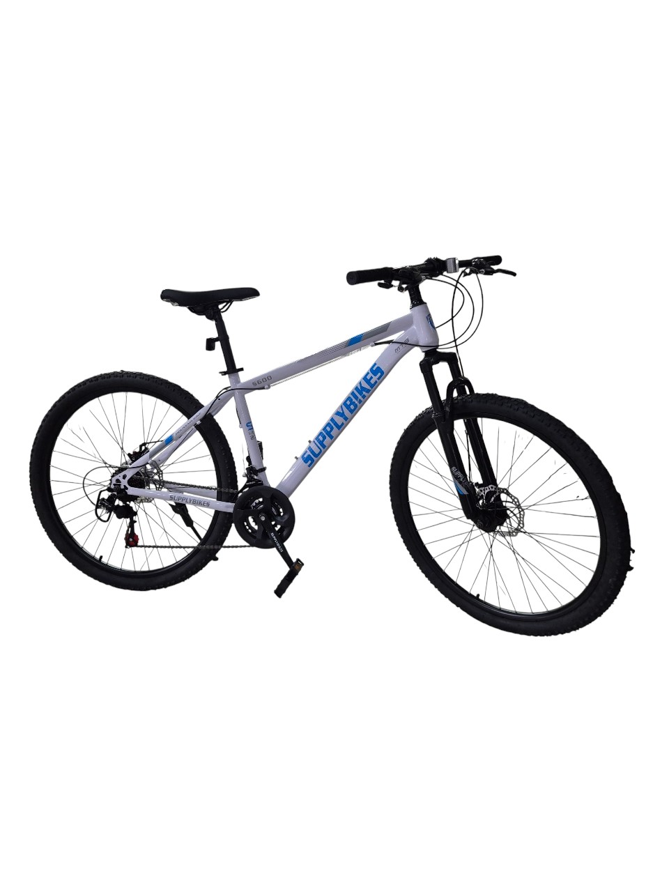 BICICLETA RIN 27.5 MTB SUPPLY BS013 BLANCO CUADRO DE ACERO FRENO DE DISCO HORQUILLA DE SUSPENSION