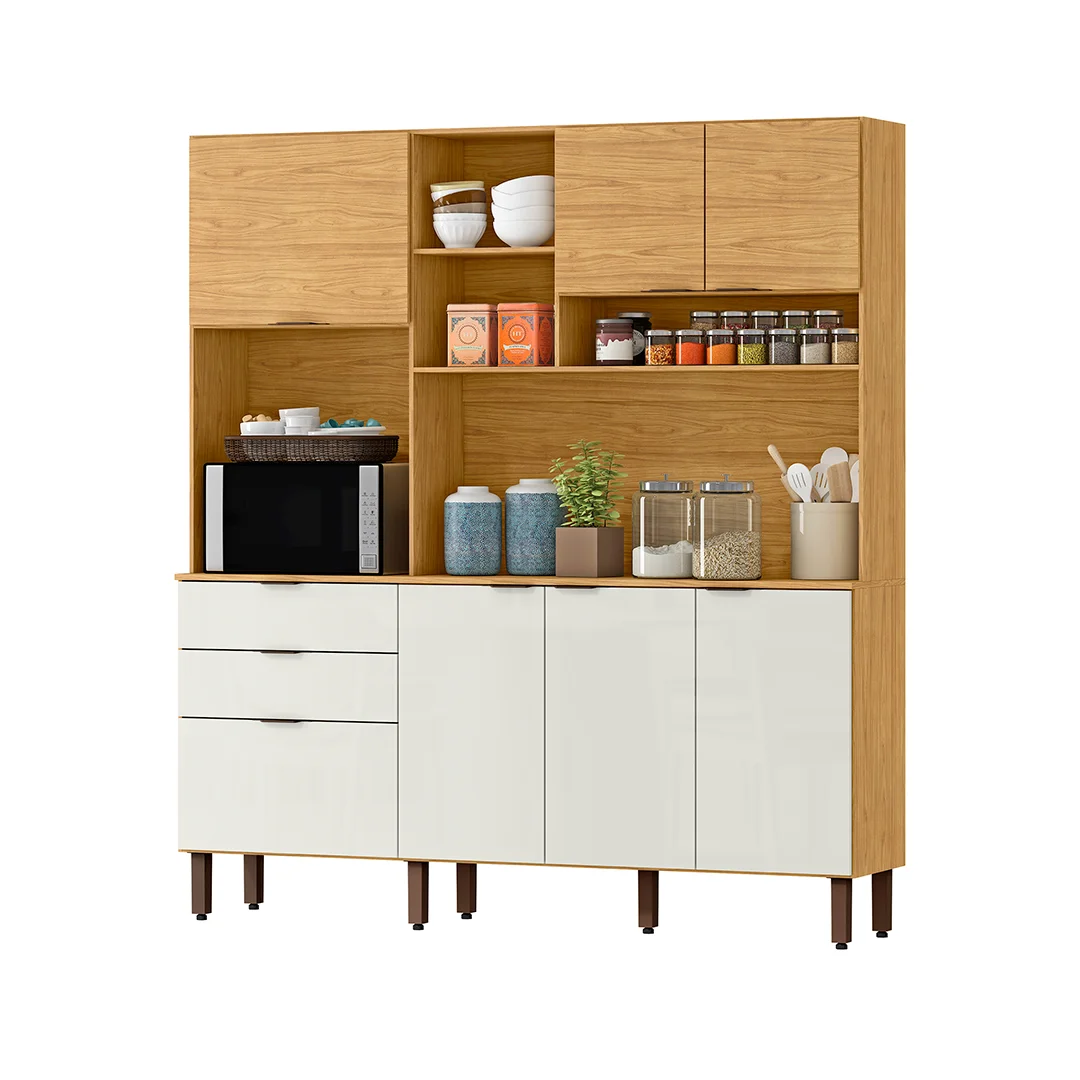 COZINHA COMPACTA BOREAL BLANCO NIEVE/CASTAÑO 2 CAJAS CCO40