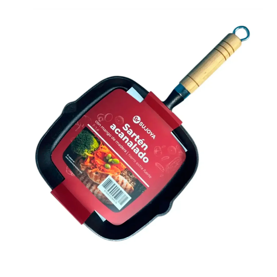 SARTEN GRILL ANTIGRASA CON ASA DE MADERA 26-108 SUJOYA