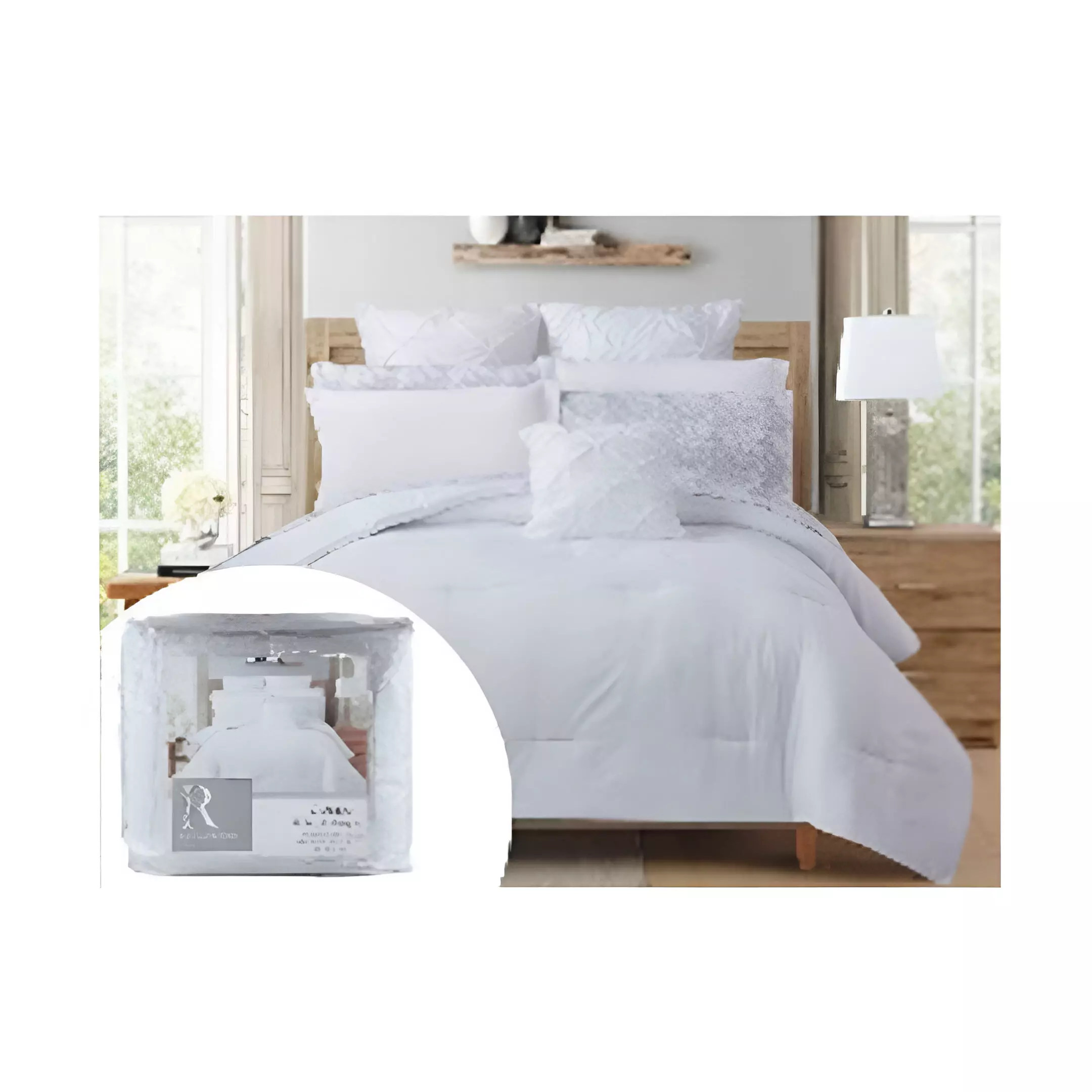 COMFORTER QUEEN 10PZAS 88" X 88"  BCSQ42127TJX BLANCO/GRIS