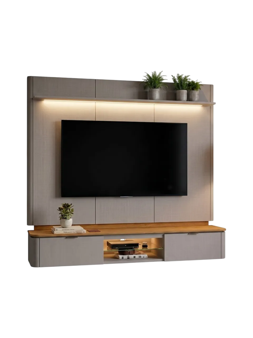 CENTRO DE ENTRETENIMIENTO FERRARA C/LED TV 70" CANELA / OFF WHITE (810006102-208739) 3 CAJAS