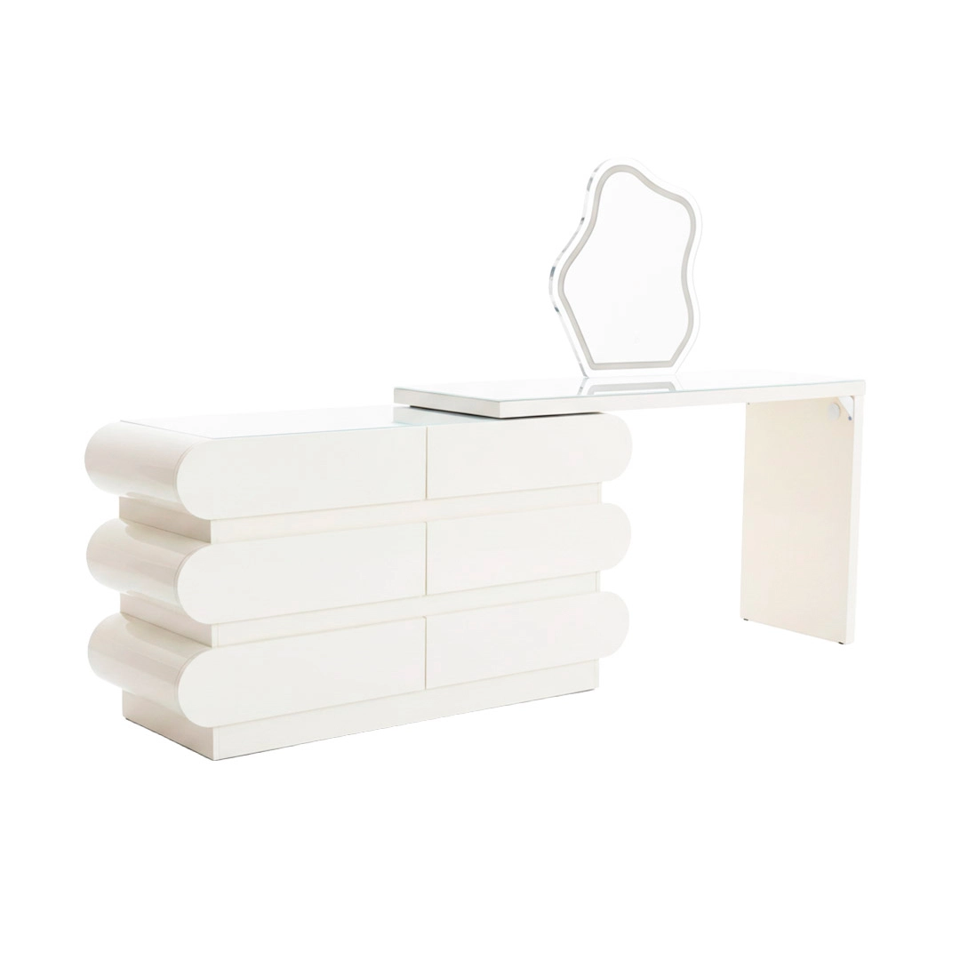 MESA VANITY AURORA KI-RMC8869-2 BILHAIR SALON C/ ESPEJO BLANCO 3 CAJA