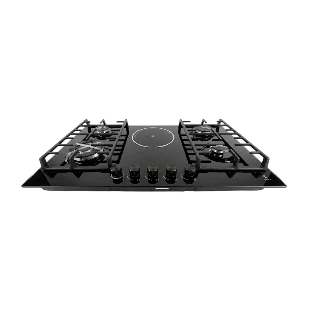 TOPE DE COCINA SAYS CGE-590TVBBK 90cm 4Q A GAS+1Q ELECT  VIDRIO TEMP. NEGRO