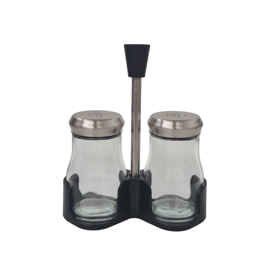 SALERO Y PIMENTERO  2 PZAS 739-40142 TRANSPARENTE/NEGRO/PLATEADO